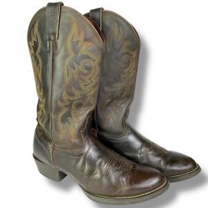 Justin Mens Sz 10 Extra wide EE Brown Leather Western Cowboy Boots Oil Resistant